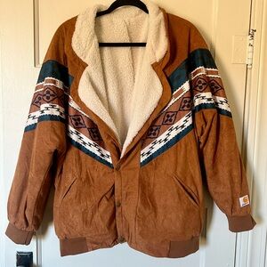 Carhartt Tag Brown and White Sherpa-Lined Jacket
